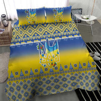 Ukraine Merry Christmas Bedding Set Ukraine Emblem and Vyshyvanka Knitted Effect - Wonder Print Shop