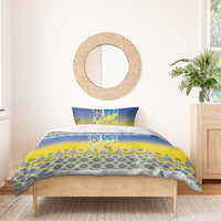 Ukraine Merry Christmas Bedding Set Ukraine Emblem and Vyshyvanka Knitted Effect - Wonder Print Shop