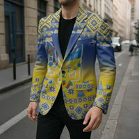 Ukraine Merry Christmas Blazer Ukraine Emblem and Vyshyvanka Knitted Effect - Wonder Print Shop