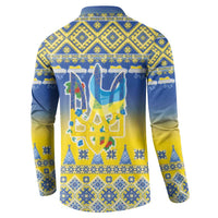 Ukraine Merry Christmas Button Sweatshirt Ukraine Emblem and Vyshyvanka Knitted Effect - Wonder Print Shop