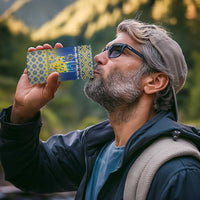 Ukraine Merry Christmas 4 in 1 Can Cooler Tumbler Ukraine Emblem and Vyshyvanka Knitted Effect - Wonder Print Shop