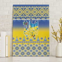 Ukraine Merry Christmas Canvas Wall Art Ukraine Emblem and Vyshyvanka Knitted Effect - Wonder Print Shop
