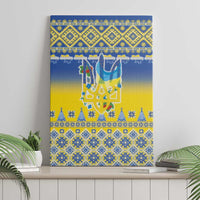 Ukraine Merry Christmas Canvas Wall Art Ukraine Emblem and Vyshyvanka Knitted Effect - Wonder Print Shop