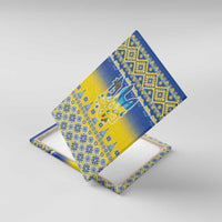 Ukraine Merry Christmas Canvas Wall Art Ukraine Emblem and Vyshyvanka Knitted Effect - Wonder Print Shop