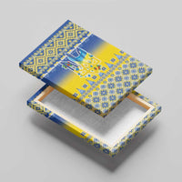 Ukraine Merry Christmas Canvas Wall Art Ukraine Emblem and Vyshyvanka Knitted Effect - Wonder Print Shop