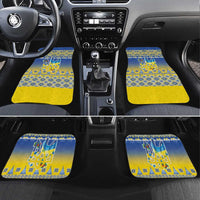 Ukraine Merry Christmas Car Mats Ukraine Emblem and Vyshyvanka Knitted Effect - Wonder Print Shop