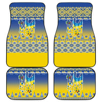 Ukraine Merry Christmas Car Mats Ukraine Emblem and Vyshyvanka Knitted Effect - Wonder Print Shop