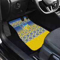 Ukraine Merry Christmas Car Mats Ukraine Emblem and Vyshyvanka Knitted Effect - Wonder Print Shop