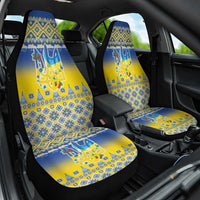 Ukraine Merry Christmas Car Seat Cover Ukraine Emblem and Vyshyvanka Knitted Effect - Wonder Print Shop