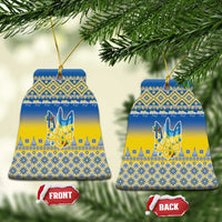 Ukraine Merry Christmas Ceramic Ornament Ukraine Emblem and Vyshyvanka Knitted Effect - Wonder Print Shop