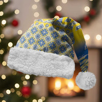 Ukraine Merry Christmas Santa Hat Ukraine Emblem and Vyshyvanka Knitted Effect - Wonder Print Shop