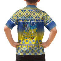 Ukraine Merry Christmas Family Matching Long Sleeve Bodycon Dress and Hawaiian Shirt Ukraine Emblem and Vyshyvanka Knitted Effect - Wonder Print Shop