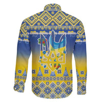 Ukraine Merry Christmas Family Matching Long Sleeve Bodycon Dress and Hawaiian Shirt Ukraine Emblem and Vyshyvanka Knitted Effect - Wonder Print Shop