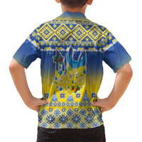 Ukraine Merry Christmas Family Matching Mermaid Dress and Hawaiian Shirt Ukraine Emblem and Vyshyvanka Knitted Effect - Wonder Print Shop