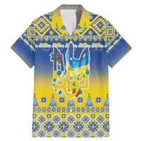 Ukraine Merry Christmas Family Matching Mermaid Dress and Hawaiian Shirt Ukraine Emblem and Vyshyvanka Knitted Effect - Wonder Print Shop