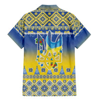 Ukraine Merry Christmas Family Matching Mermaid Dress and Hawaiian Shirt Ukraine Emblem and Vyshyvanka Knitted Effect - Wonder Print Shop
