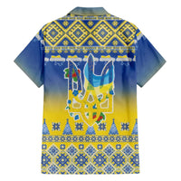 Ukraine Merry Christmas Family Matching Mermaid Dress and Hawaiian Shirt Ukraine Emblem and Vyshyvanka Knitted Effect - Wonder Print Shop