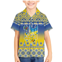 Ukraine Merry Christmas Family Matching Mermaid Dress and Hawaiian Shirt Ukraine Emblem and Vyshyvanka Knitted Effect - Wonder Print Shop