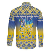 Ukraine Merry Christmas Family Matching Short Sleeve Bodycon Dress and Hawaiian Shirt Ukraine Emblem and Vyshyvanka Knitted Effect - Wonder Print Shop