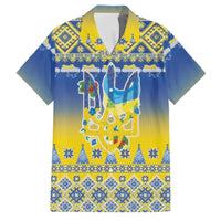 Ukraine Merry Christmas Family Matching Tank Maxi Dress and Hawaiian Shirt Ukraine Emblem and Vyshyvanka Knitted Effect - Wonder Print Shop