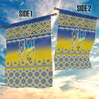 Ukraine Merry Christmas Garden Flag Ukraine Emblem and Vyshyvanka Knitted Effect - Wonder Print Shop