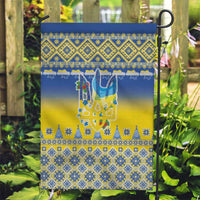 Ukraine Merry Christmas Garden Flag Ukraine Emblem and Vyshyvanka Knitted Effect - Wonder Print Shop