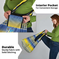 Ukraine Merry Christmas Grocery Bag Ukraine Emblem and Vyshyvanka Knitted Effect - Wonder Print Shop