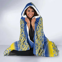 Ukraine Merry Christmas Hooded Blanket Ukraine Emblem and Vyshyvanka Knitted Effect - Wonder Print Shop