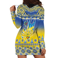 Ukraine Merry Christmas Hoodie Dress Ukraine Emblem and Vyshyvanka Knitted Effect - Wonder Print Shop