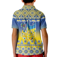 Ukraine Merry Christmas Kid Polo Shirt Ukraine Emblem and Vyshyvanka Knitted Effect - Wonder Print Shop