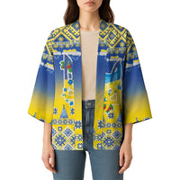 Ukraine Merry Christmas Kimono Ukraine Emblem and Vyshyvanka Knitted Effect - Wonder Print Shop