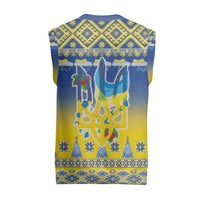 Ukraine Merry Christmas Knitted V-Neck Vest Ukraine Emblem and Vyshyvanka Knitted Effect - Wonder Print Shop