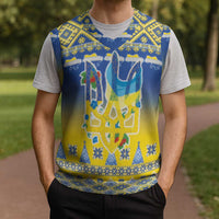 Ukraine Merry Christmas Knitted V-Neck Vest Ukraine Emblem and Vyshyvanka Knitted Effect - Wonder Print Shop