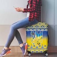 Ukraine Merry Christmas Luggage Cover Ukraine Emblem and Vyshyvanka Knitted Effect - Wonder Print Shop