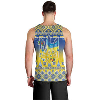 Ukraine Merry Christmas Men Tank Top Ukraine Emblem and Vyshyvanka Knitted Effect - Wonder Print Shop