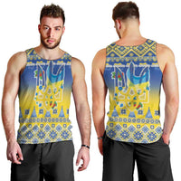 Ukraine Merry Christmas Men Tank Top Ukraine Emblem and Vyshyvanka Knitted Effect - Wonder Print Shop