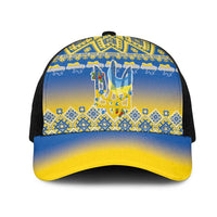 Ukraine Merry Christmas Mesh Trucker Cap Ukraine Emblem and Vyshyvanka Flag Color Style - Wonder Print Shop