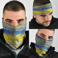 Ukraine Merry Christmas Neck Gaiter Ukraine Emblem and Vyshyvanka Knitted Effect - Wonder Print Shop