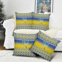 Ukraine Merry Christmas Pillow Cover Ukraine Emblem and Vyshyvanka Knitted Effect - Wonder Print Shop