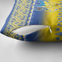 Ukraine Merry Christmas Pillow Cover Ukraine Emblem and Vyshyvanka Knitted Effect - Wonder Print Shop