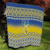 Ukraine Merry Christmas Quilt Ukraine Emblem and Vyshyvanka Knitted Effect - Wonder Print Shop