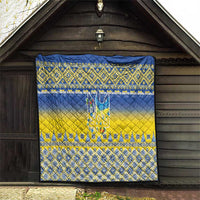 Ukraine Merry Christmas Quilt Ukraine Emblem and Vyshyvanka Knitted Effect - Wonder Print Shop