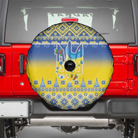 Ukraine Merry Christmas Spare Tire Cover Ukraine Emblem and Vyshyvanka Knitted Effect - Wonder Print Shop