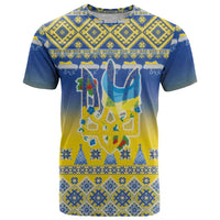 Ukraine Merry Christmas T Shirt Ukraine Emblem and Vyshyvanka Knitted Effect - Wonder Print Shop