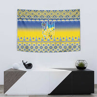 Ukraine Merry Christmas Tapestry Ukraine Emblem and Vyshyvanka Knitted Effect - Wonder Print Shop
