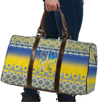Ukraine Merry Christmas Travel Bag Ukraine Emblem and Vyshyvanka Knitted Effect - Wonder Print Shop