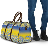 Ukraine Merry Christmas Travel Bag Ukraine Emblem and Vyshyvanka Knitted Effect - Wonder Print Shop