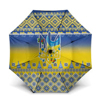 Ukraine Merry Christmas Umbrella Ukraine Emblem and Vyshyvanka Knitted Effect - Wonder Print Shop