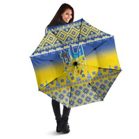 Ukraine Merry Christmas Umbrella Ukraine Emblem and Vyshyvanka Knitted Effect - Wonder Print Shop