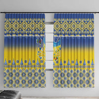 Ukraine Merry Christmas Window Curtain Ukraine Emblem and Vyshyvanka Knitted Effect - Wonder Print Shop